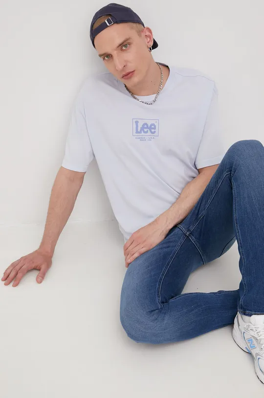 fialová Bavlnené tričko Lee Pánsky