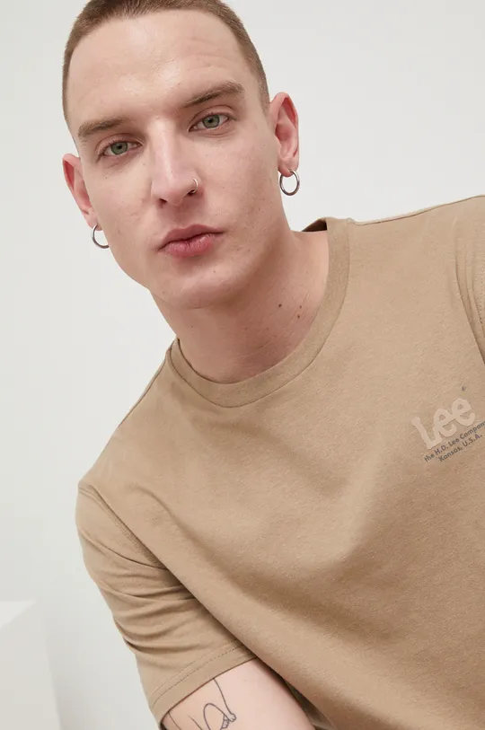 hnedá Bavlnené tričko Lee