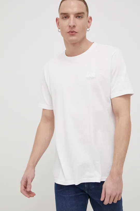 λευκό Lee Βαμβακερό μπλουζάκι Ανδρικά