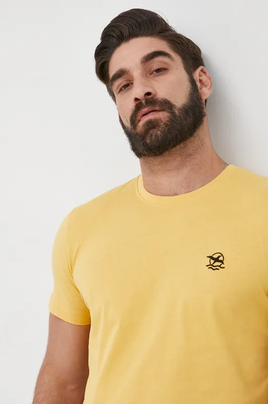 žltá Bavlnené tričko Selected Homme Pánsky
