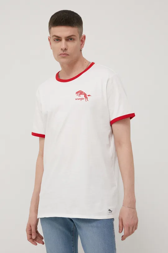 biały Wrangler t-shirt bawełniany Męski