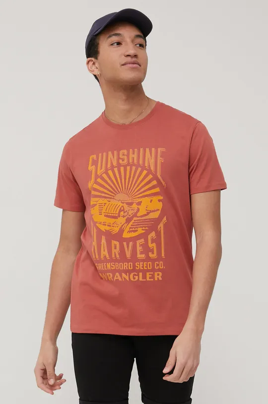 pomarańczowy Wrangler t-shirt bawełniany Męski