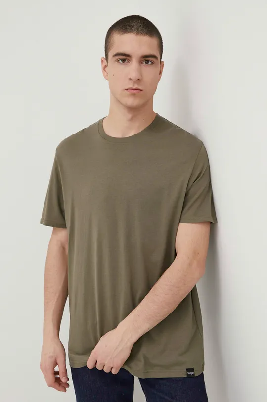 Wrangler - Βαμβακερό μπλουζάκι (2-pack) πράσινο