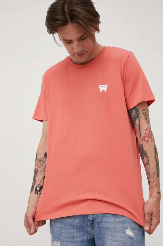 oranžová Bavlnené tričko Wrangler Pánsky