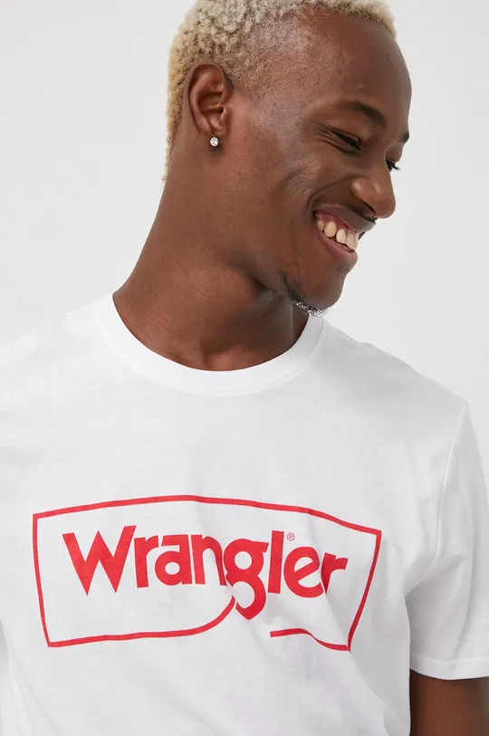 biela Bavlnené tričko Wrangler