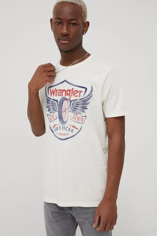 béžová Bavlnené tričko Wrangler
