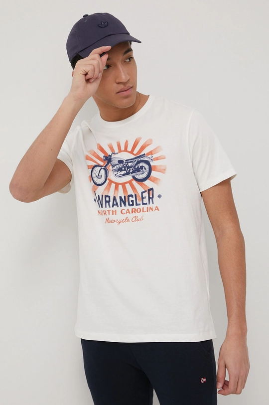 beżowy Wrangler t-shirt bawełniany