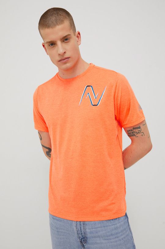 oranžová Tréninkové tričko New Balance MT21277VO2 Pánský