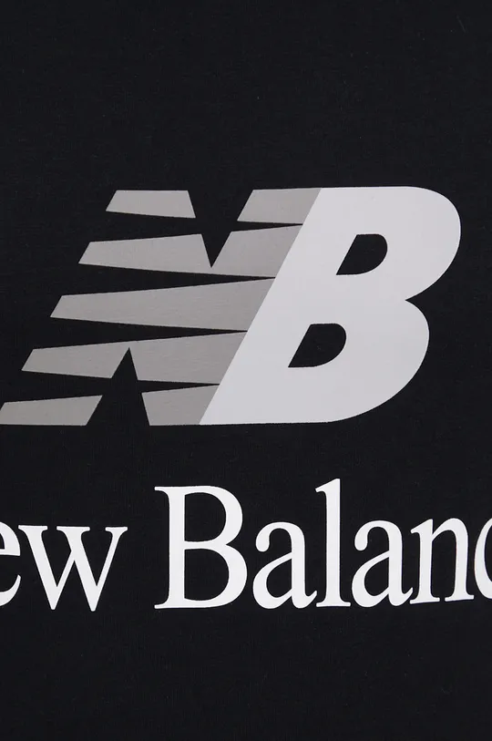 μαύρο Βαμβακερό μπλουζάκι New Balance