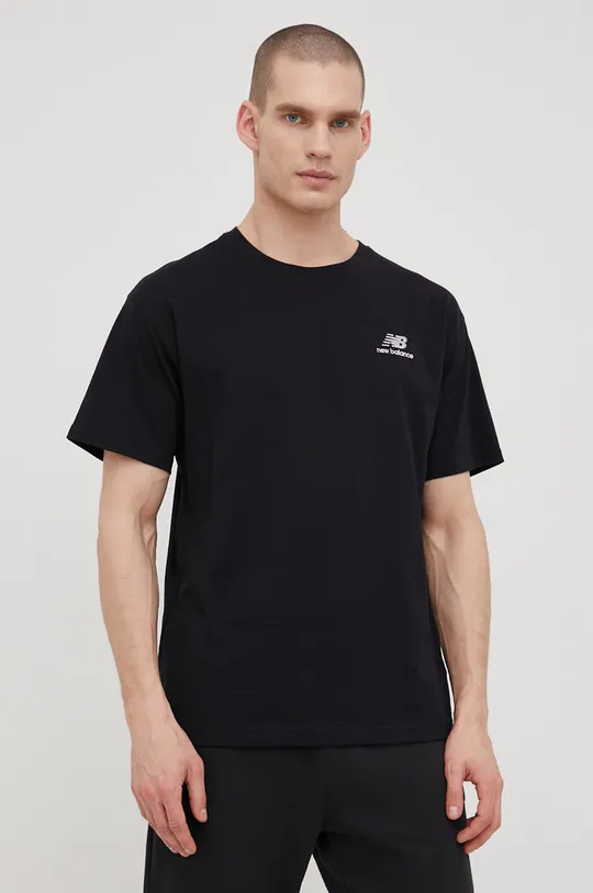 New Balance βαμβακερό μπλουζάκι μαύρο