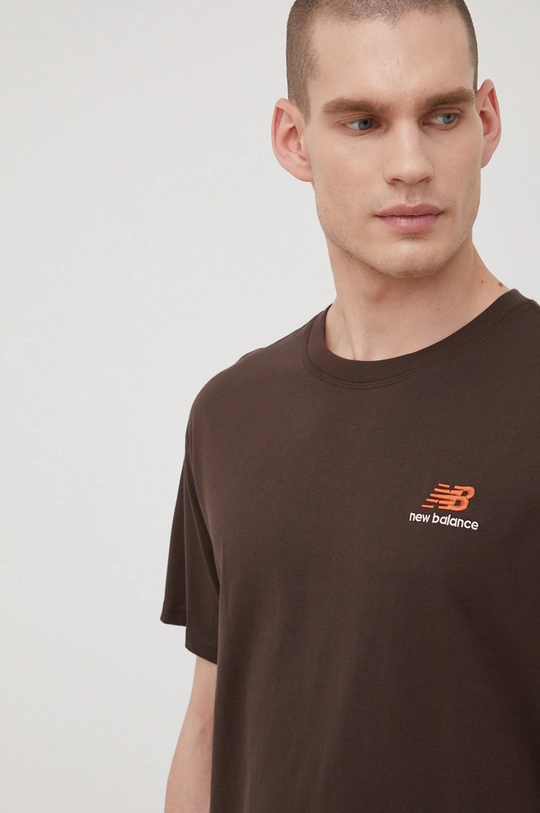 brązowy New Balance t-shirt bawełniany UT21503RHE Męski