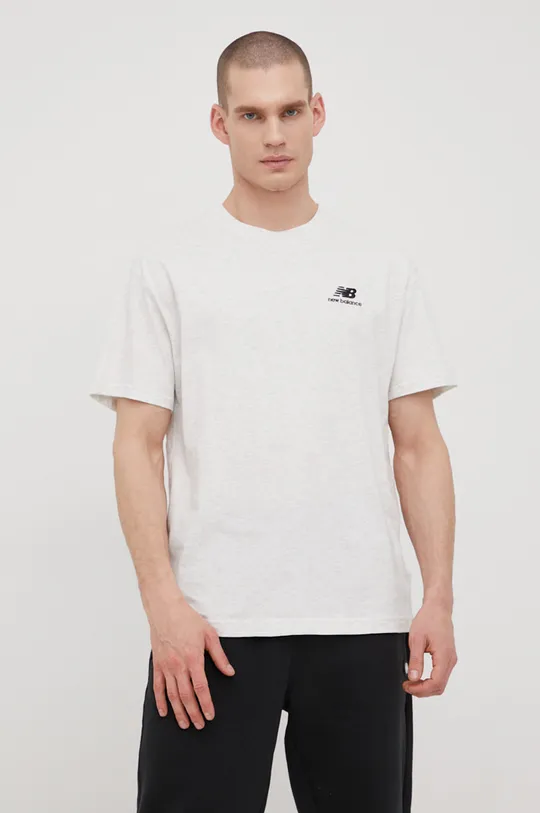 Bavlněné tričko New Balance UT21503SAH šedá