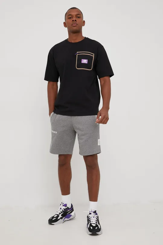New Balance t-shirt bawełniany MT21510BK czarny