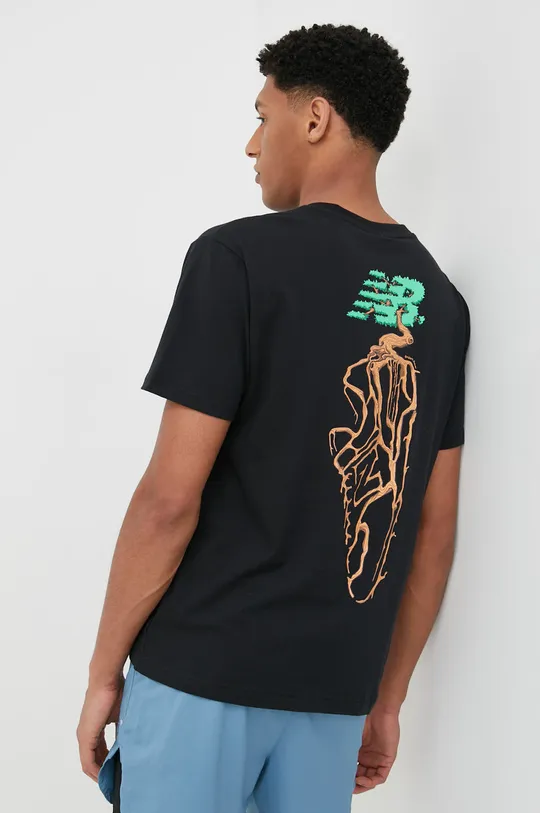 czarny New Balance t-shirt bawełniany Męski