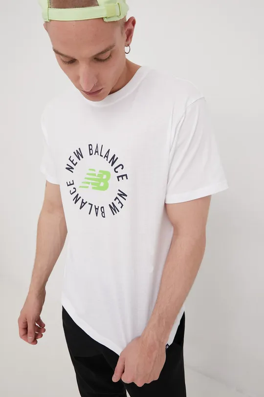 biela Tričko New Balance MT21901WM Pánsky