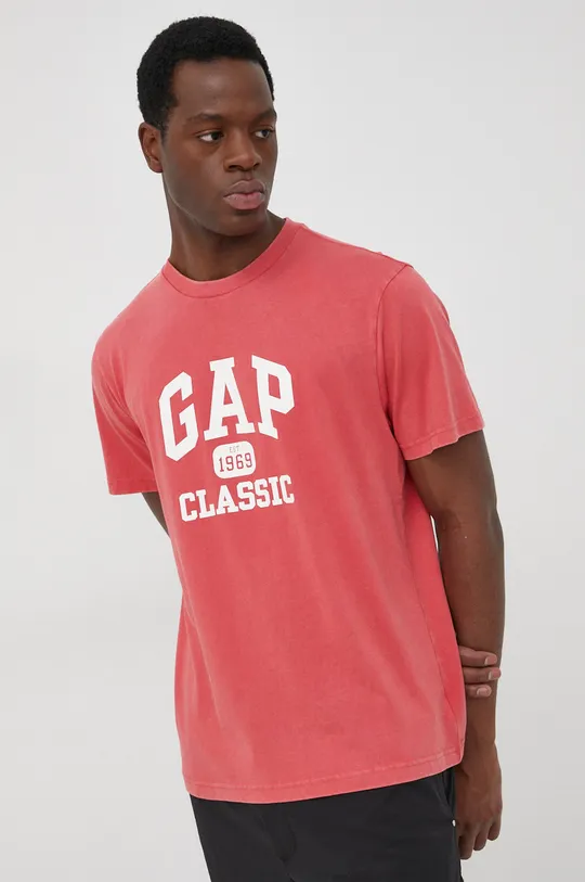 czerwony GAP t-shirt bawełniany Męski