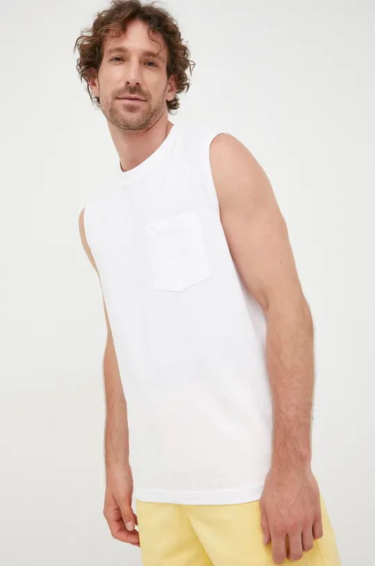 λευκό Βαμβακερό μπλουζάκι GAP Ανδρικά