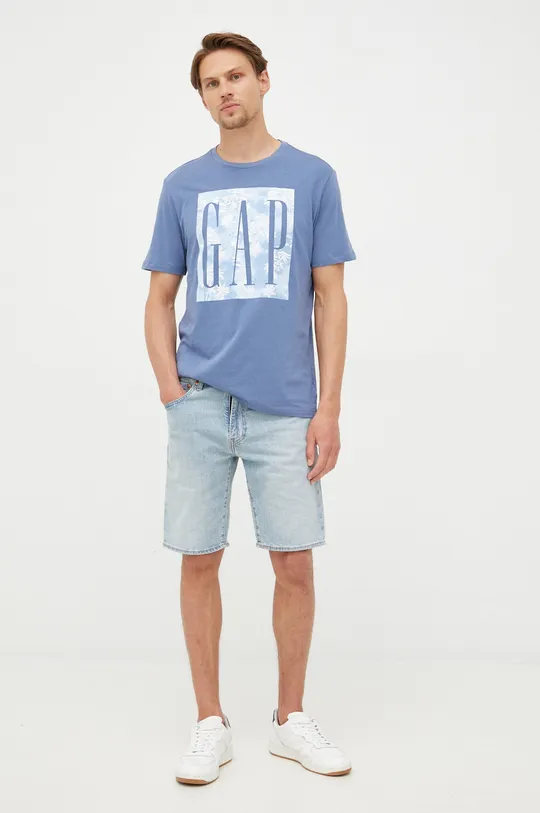GAP t-shirt bawełniany niebieski
