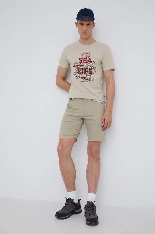beżowy Outhorn t-shirt bawełniany Męski