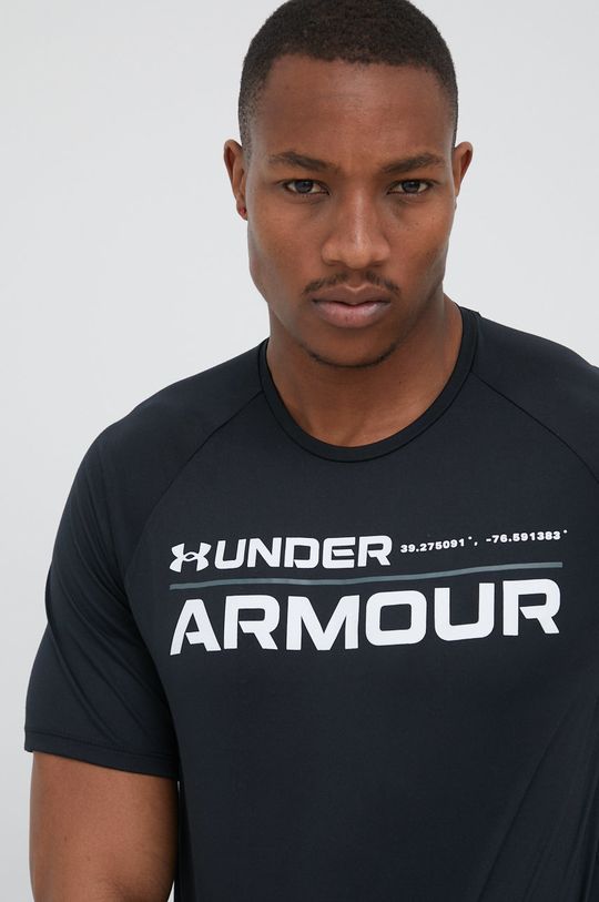 czarny Under Armour t-shirt treningowy Tech 2.0 Wordmark 1370538 Męski