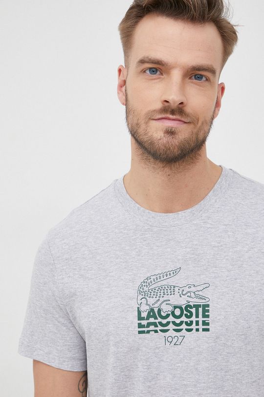 svetlosivá Bavlnené tričko Lacoste