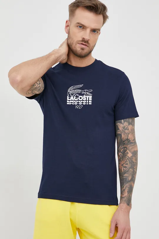 granatowy Lacoste t-shirt bawełniany TH1228 Męski