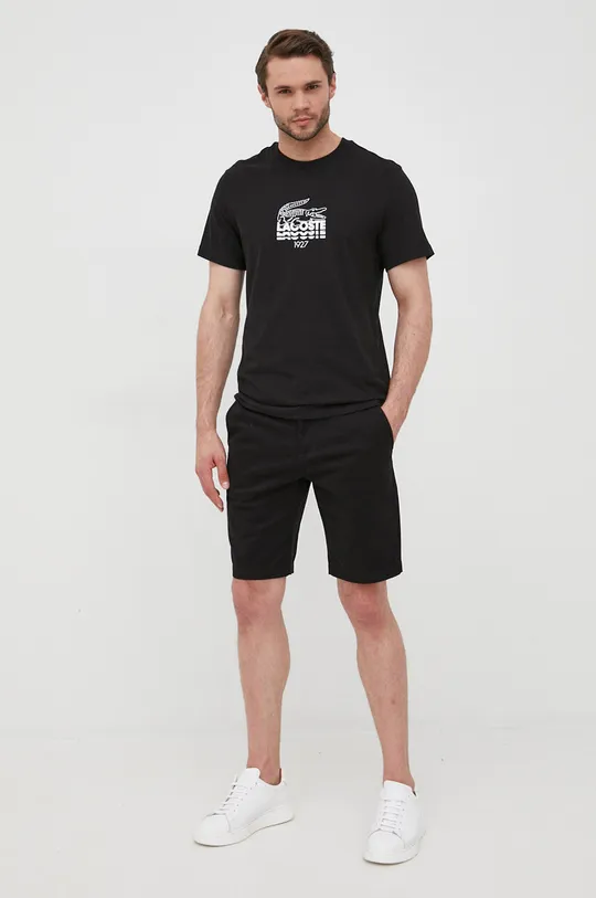 Lacoste t-shirt bawełniany TH1228 czarny