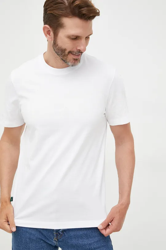 λευκό Βαμβακερό μπλουζάκι Lacoste Ανδρικά
