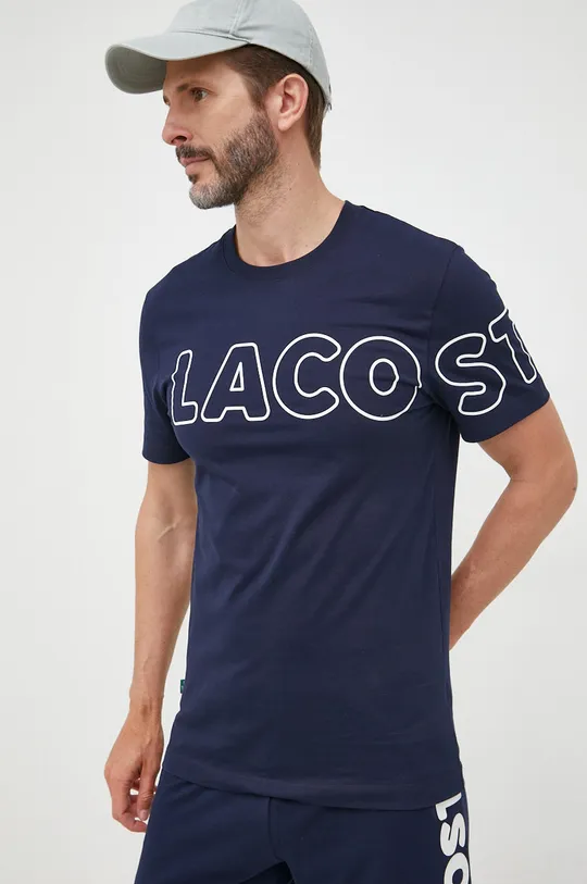 granatowy Lacoste t-shirt bawełniany TH1741 Męski