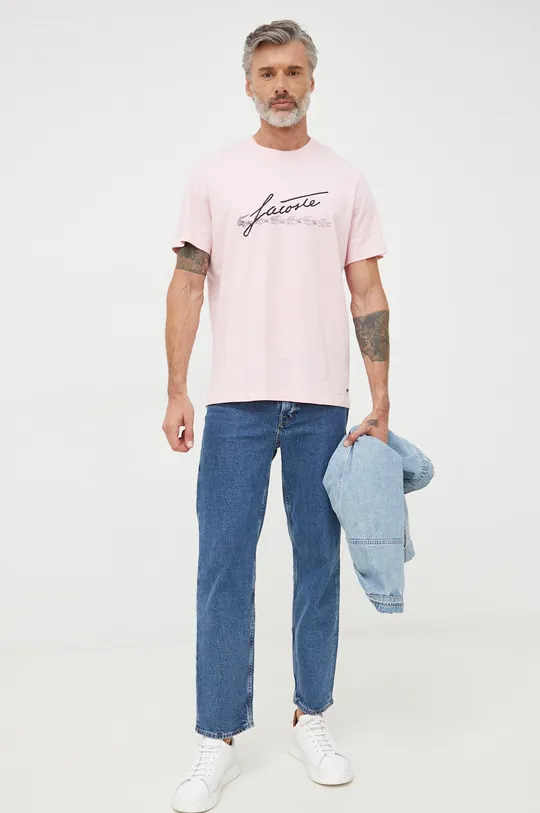 Lacoste t-shirt bawełniany TH2054 różowy