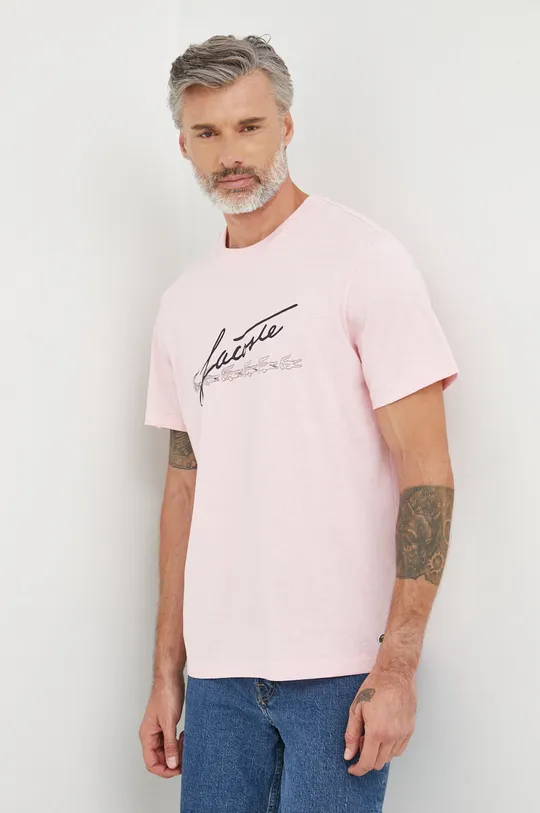 różowy Lacoste t-shirt bawełniany TH2054