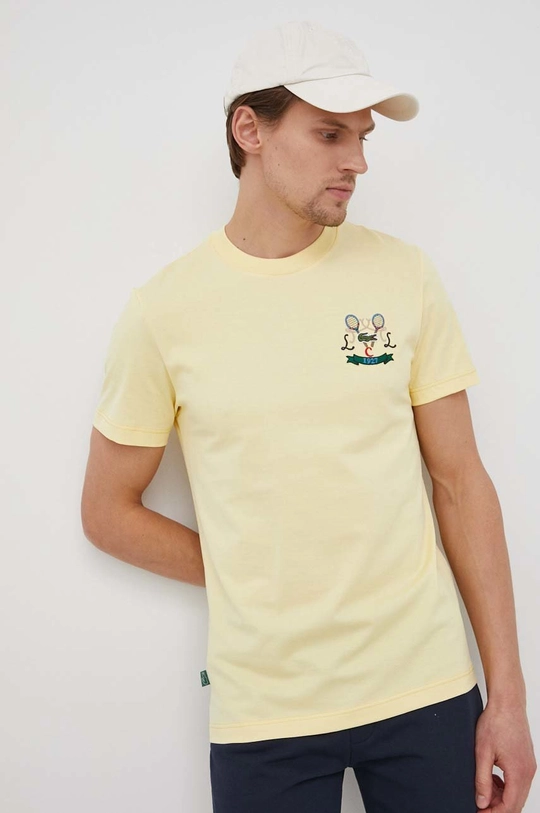 żółty Lacoste t-shirt bawełniany TH2609 Męski