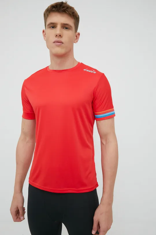 czerwony Diadora t-shirt do biegania Męski