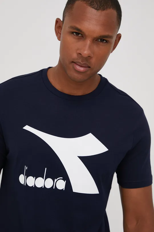 granatowy Diadora t-shirt bawełniany Męski