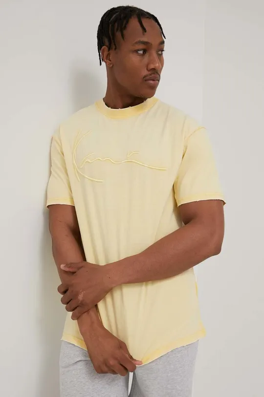 κίτρινο Βαμβακερό μπλουζάκι Karl Kani Ανδρικά