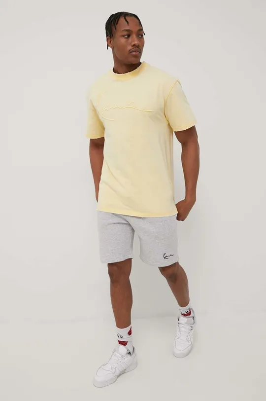 Βαμβακερό μπλουζάκι Karl Kani κίτρινο