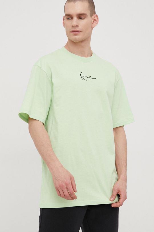 světle zelená Bavlněné tričko Karl Kani Pánský