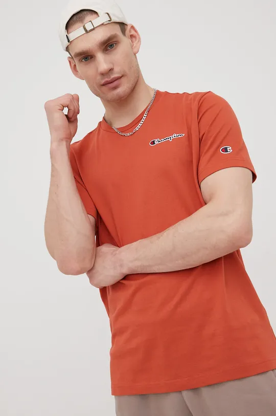 Bavlnené tričko Champion oranžová