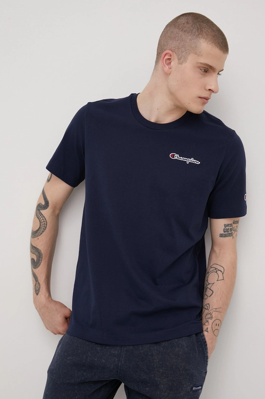 Champion t-shirt bawełniany 217813 granatowy