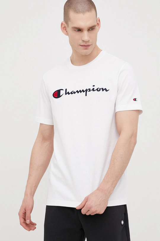 biały Champion t-shirt bawełniany 217814 Męski