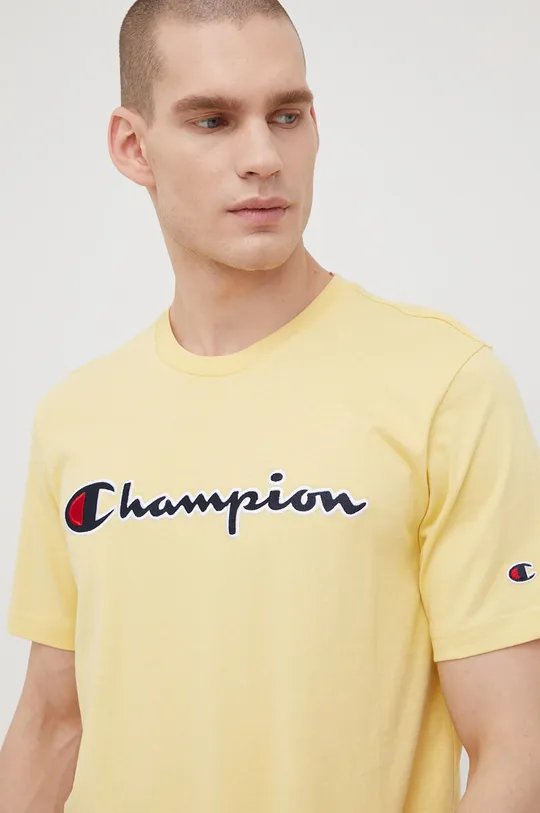 Βαμβακερό μπλουζάκι Champion κίτρινο