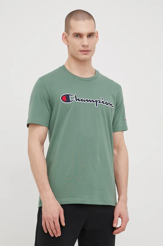Βαμβακερό μπλουζάκι Champion πράσινο