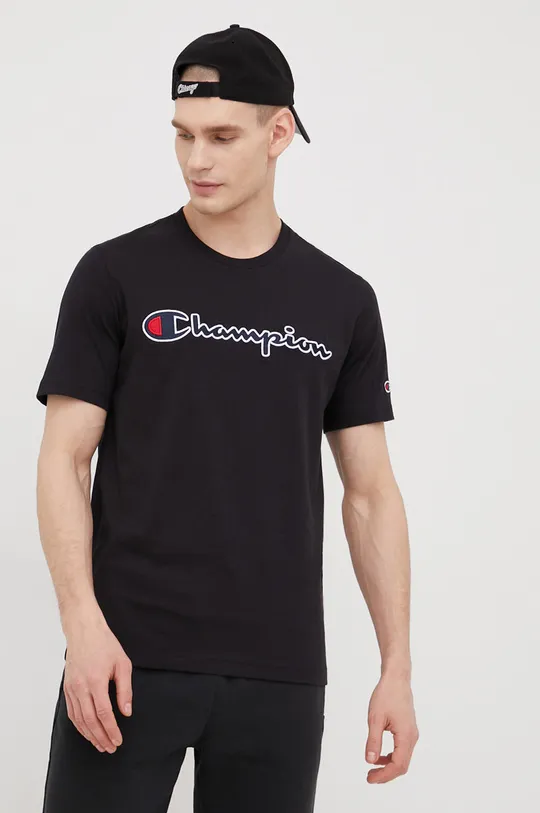 czarny Champion t-shirt bawełniany 217814 Męski