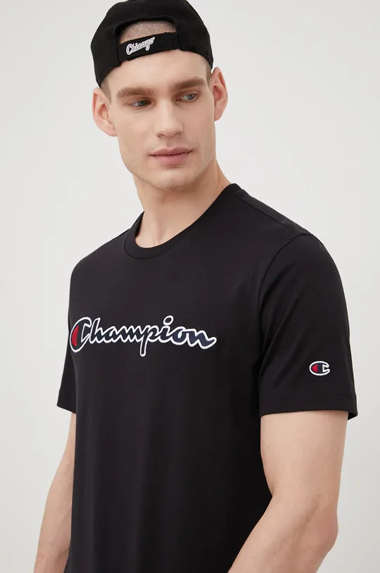 Champion t-shirt bawełniany 217814 czarny
