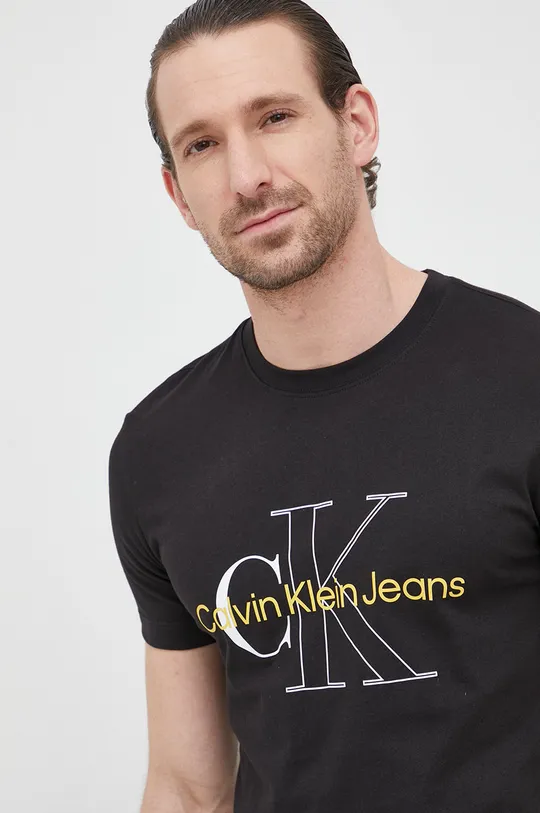 czarny Calvin Klein Jeans t-shirt bawełniany J30J320717.PPYY