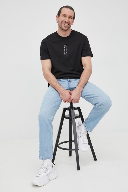 černá Bavlněné tričko Calvin Klein Jeans Pánský