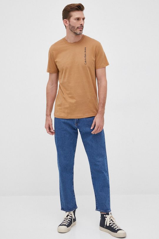 Calvin Klein Jeans t-shirt bawełniany J30J320187.PPYY brązowy