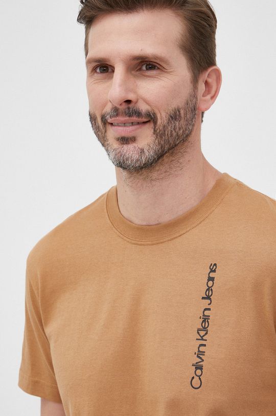 brązowy Calvin Klein Jeans t-shirt bawełniany J30J320187.PPYY
