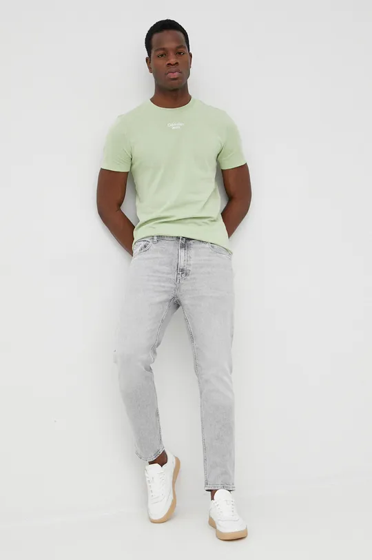 Бавовняна футболка Calvin Klein Jeans зелений