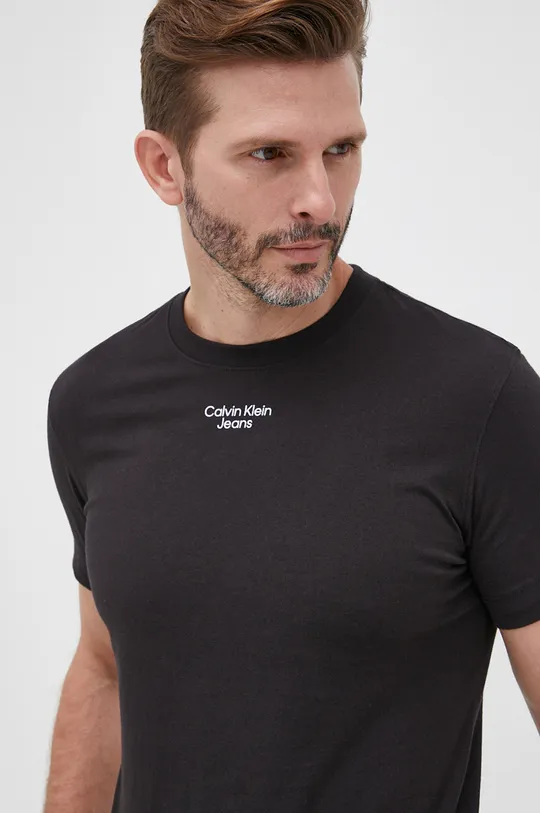 czarny Calvin Klein Jeans t-shirt bawełniany J30J320595.PPYY